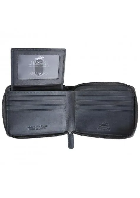 Mancini BELLAGIO Zippered RFID Billfold With Removable Passcase