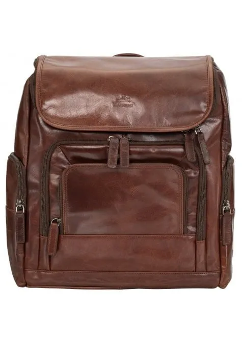 Mancini Buffalo Collection Leather Backpack for 15.6” Laptop and Tablet