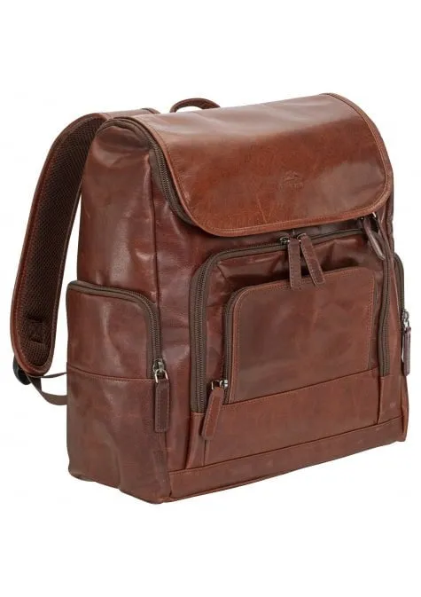 Mancini Buffalo Collection Leather Backpack for 15.6” Laptop and Tablet