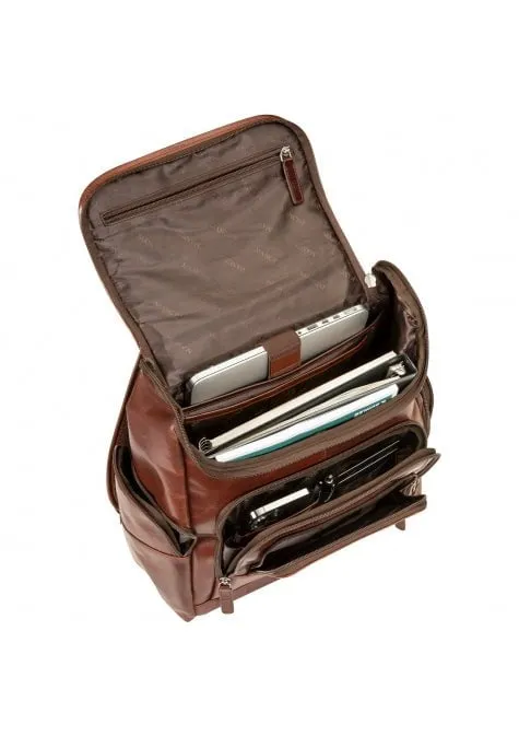 Mancini Buffalo Collection Leather Backpack for 15.6” Laptop and Tablet