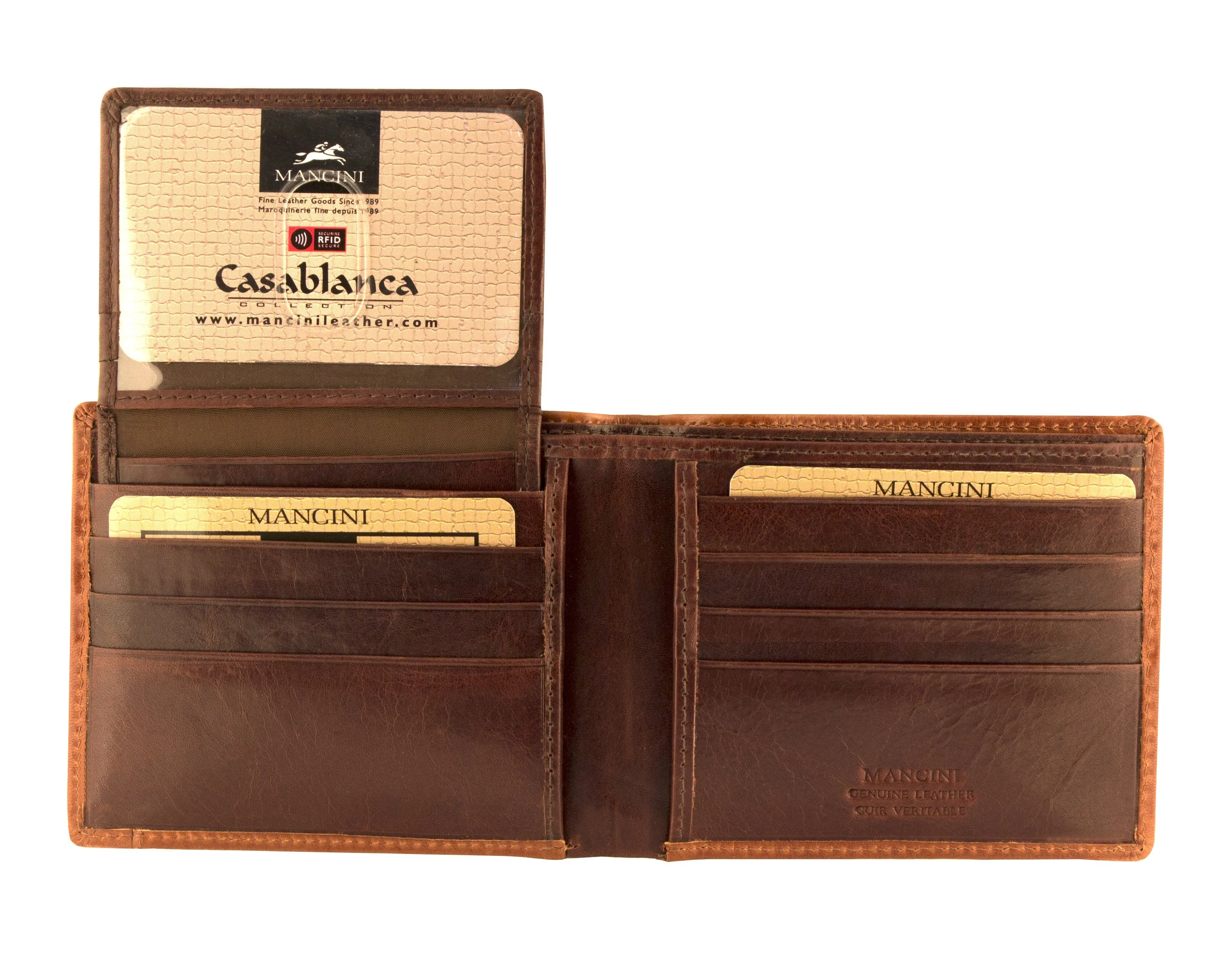 Mancini CASABLANCA Collection Men’s Billfold with Removable Passcase (RFID Secure)