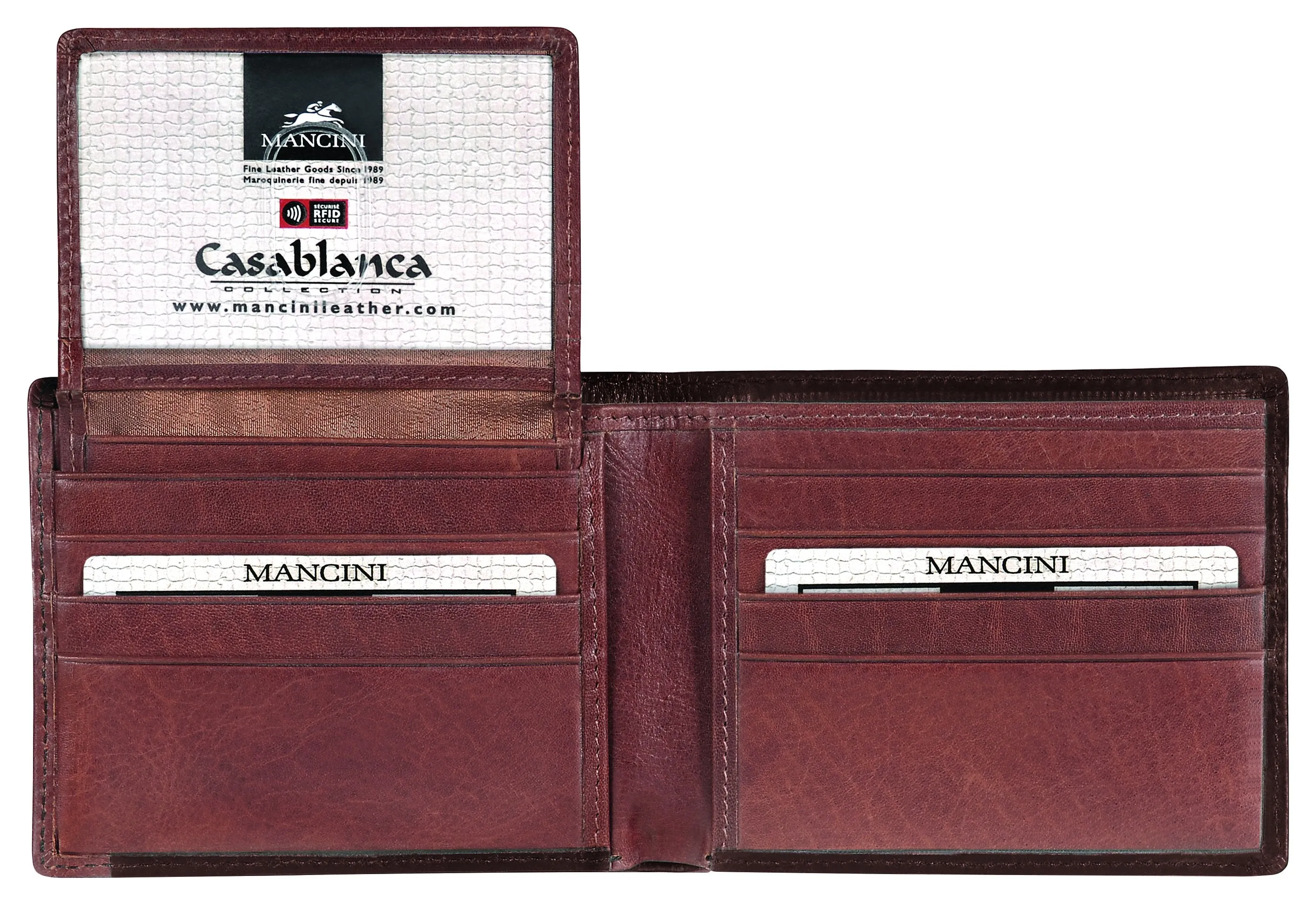 Mancini CASABLANCA Collection Men’s Billfold with Removable Passcase (RFID Secure)