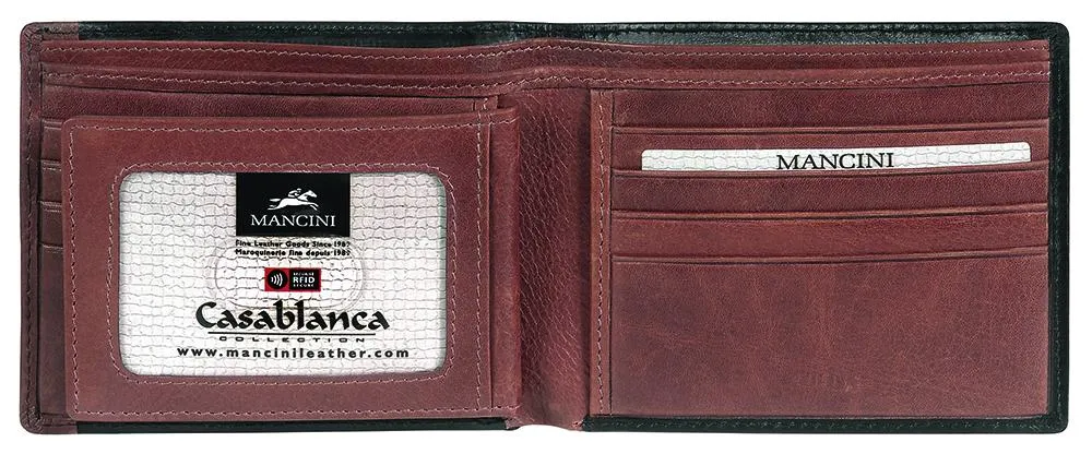 Mancini CASABLANCA Collection Men’s Billfold with Removable Passcase (RFID Secure)