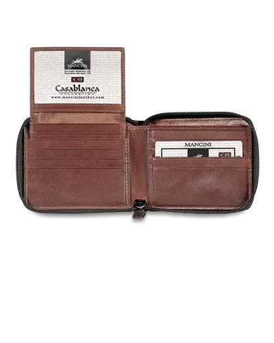 Mancini CASABLANCA Collection Men’s Zippered Wallet with Removable Passcase (RFID Secure)
