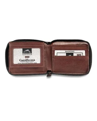 Mancini CASABLANCA Collection Men’s Zippered Wallet with Removable Passcase (RFID Secure)