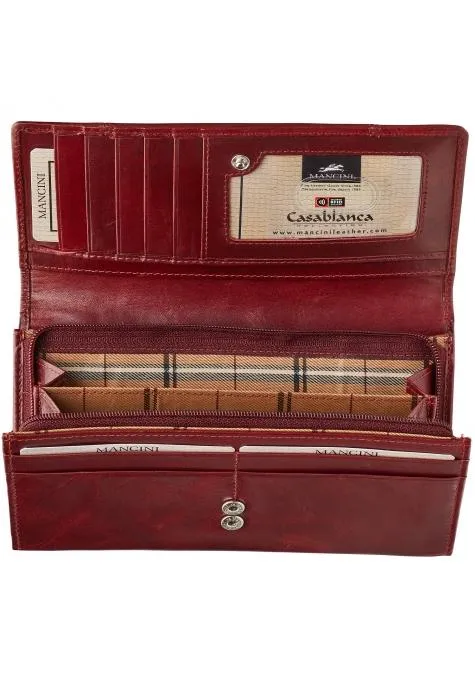 Mancini CASABLANCA Ladies' RFID Secure Medium Clutch Wallet