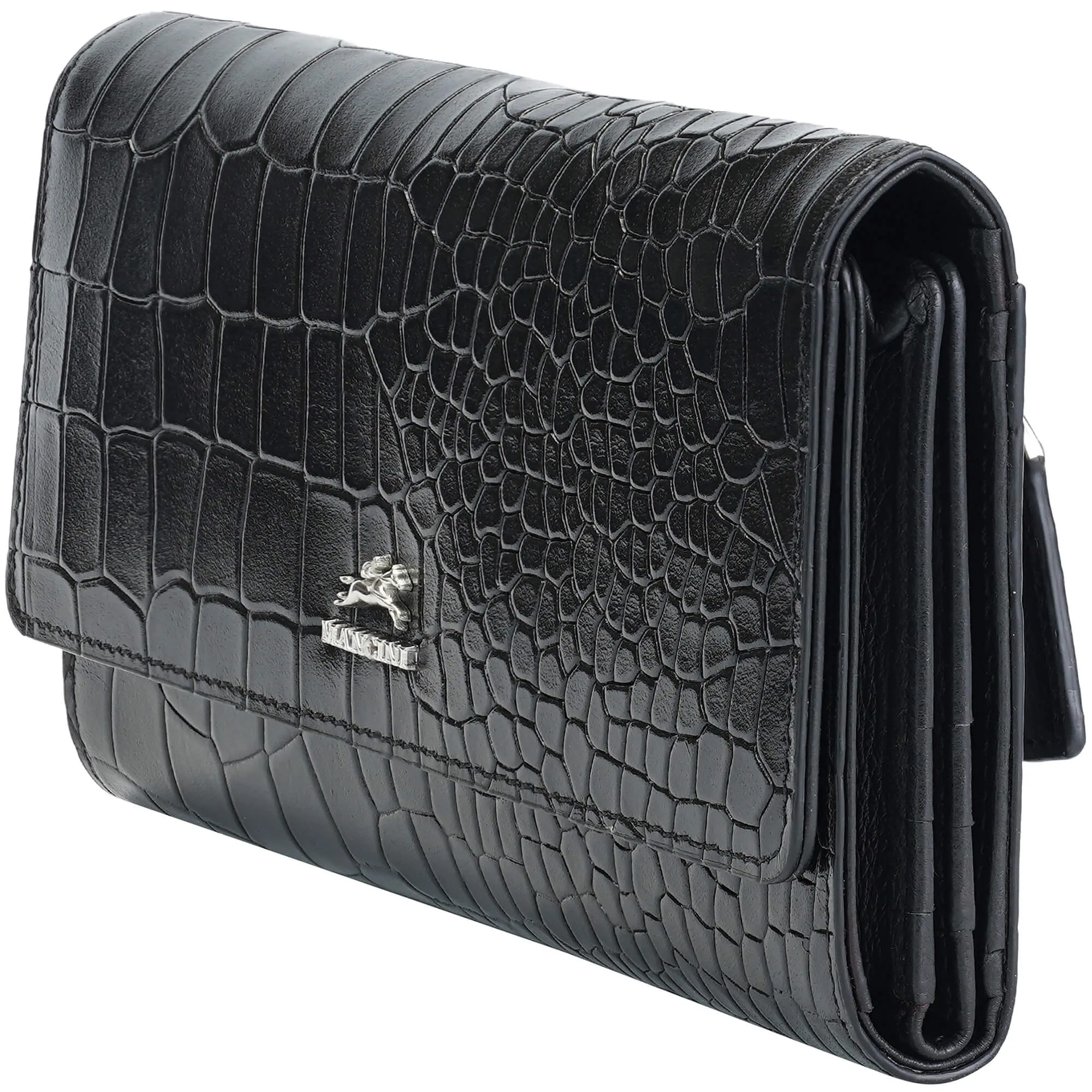 Mancini Croco2 Women’s quad fold Wallet with Enhanced RFID Security