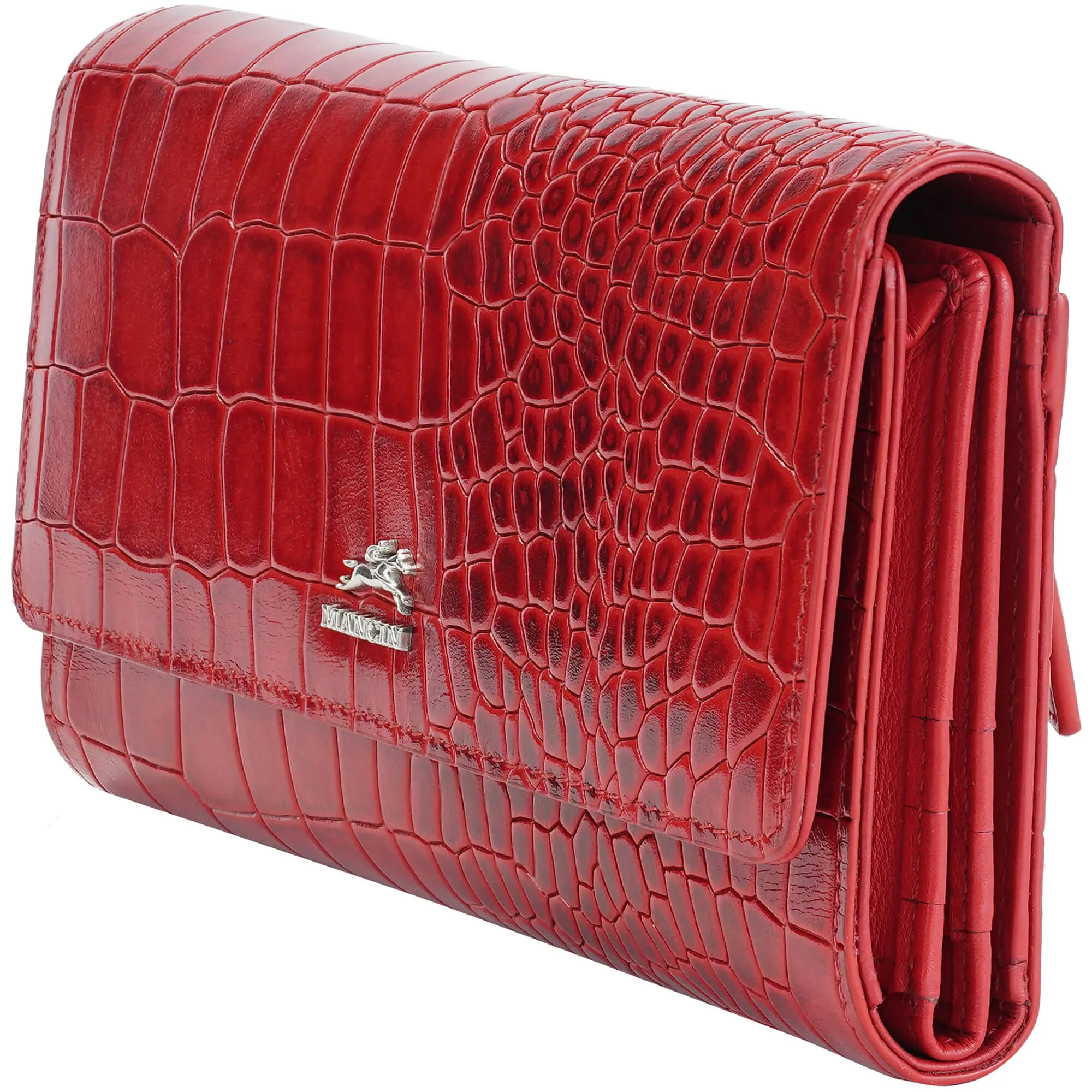Mancini Croco2 Women’s quad fold Wallet with Enhanced RFID Security