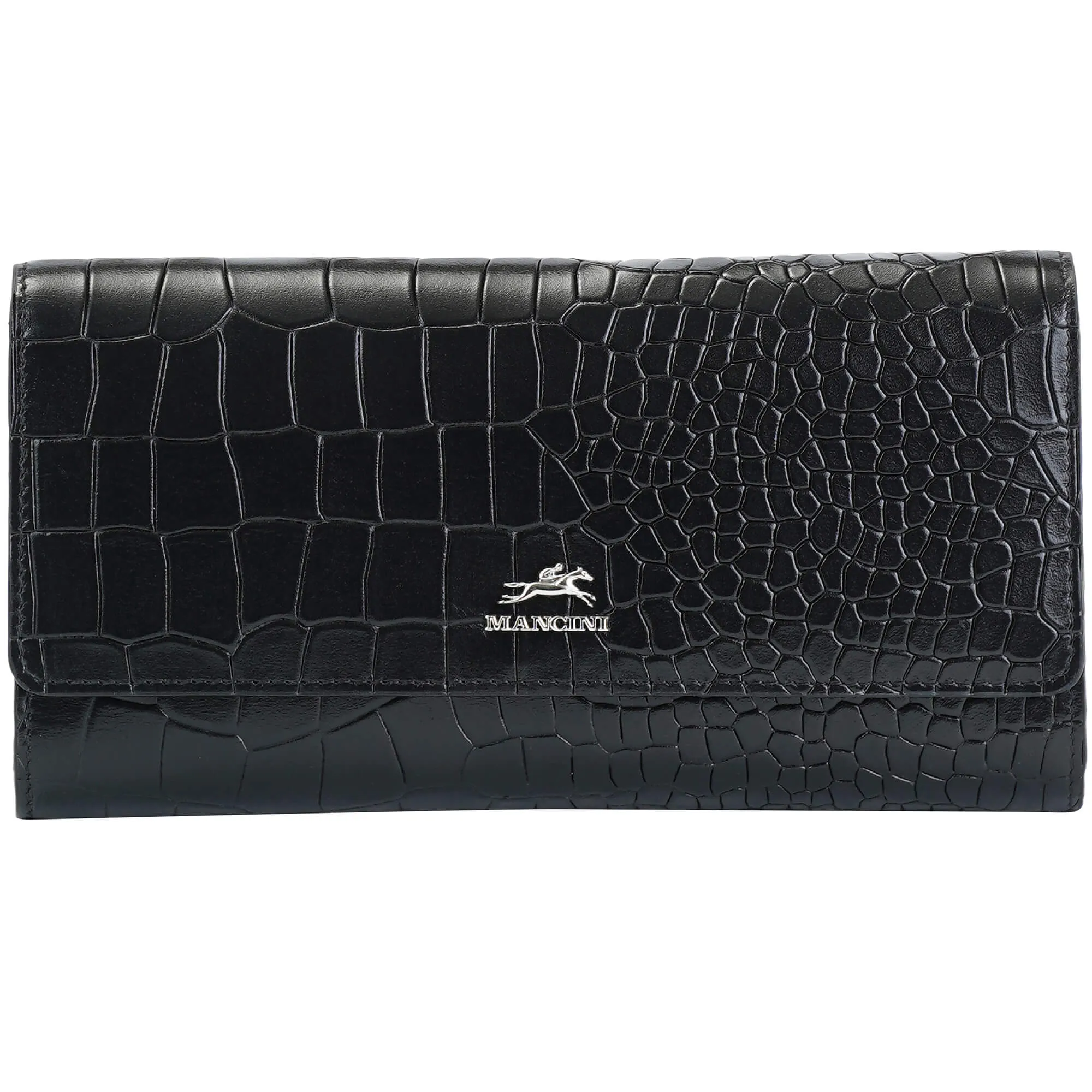 Mancini Croco2 Women’s quad fold Wallet with Enhanced RFID Security