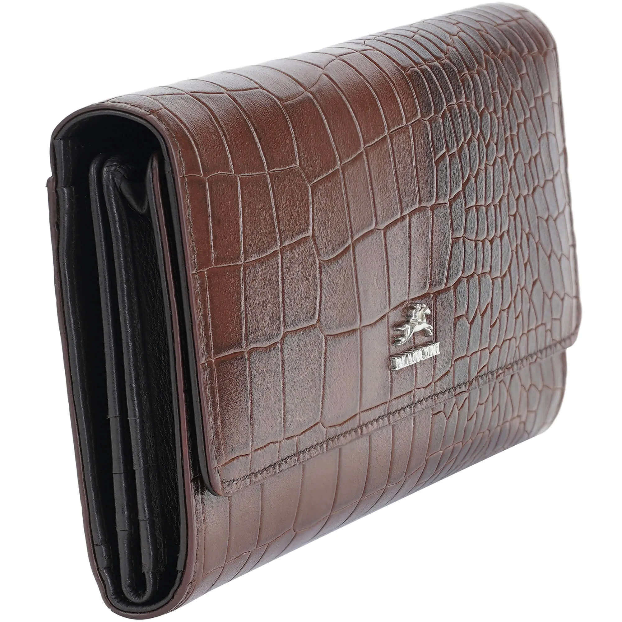 Mancini Croco2 Women’s quad fold Wallet with Enhanced RFID Security