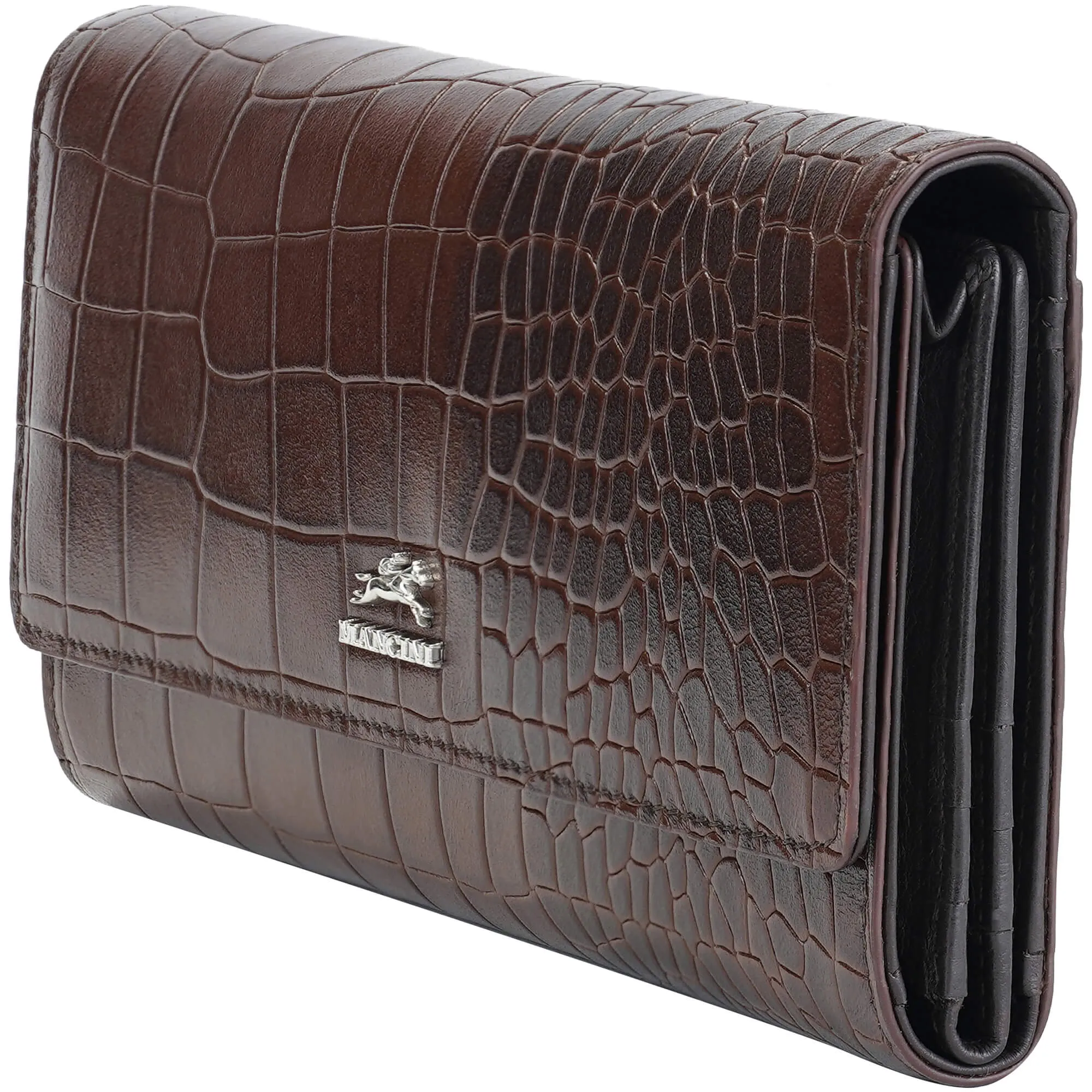 Mancini Croco2 Women’s quad fold Wallet with Enhanced RFID Security